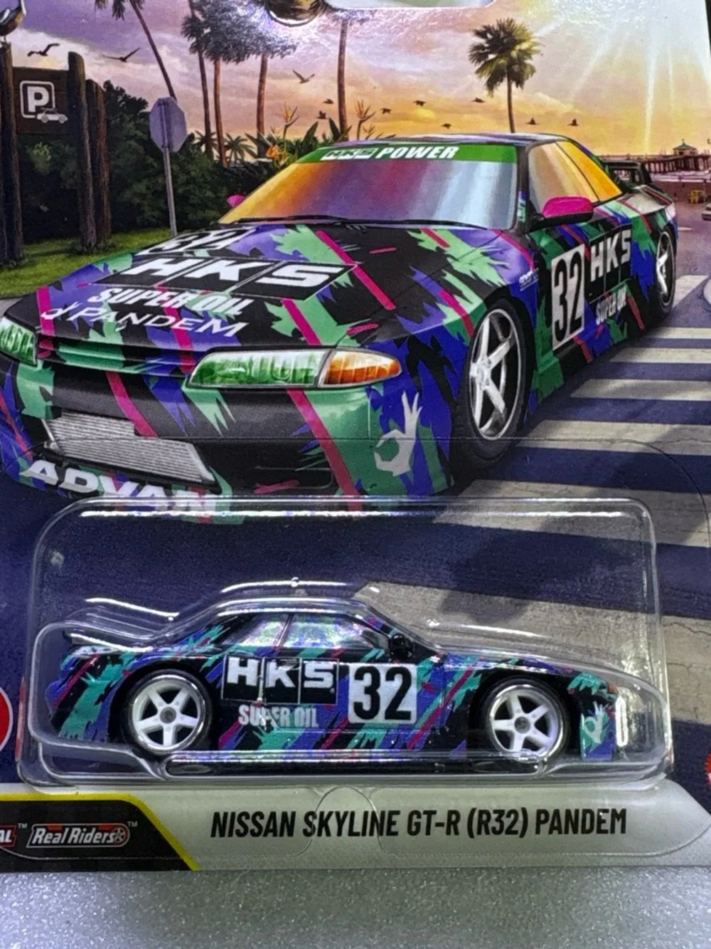 Hot wheels Nissan Skyline GT-R (R32) Pandem - Blue/Green Racing Car